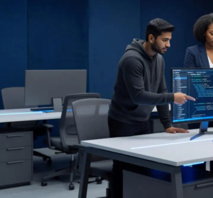 Команда розробників Intelion працює над інноваційними програмними рішеннями в сучасному офісі